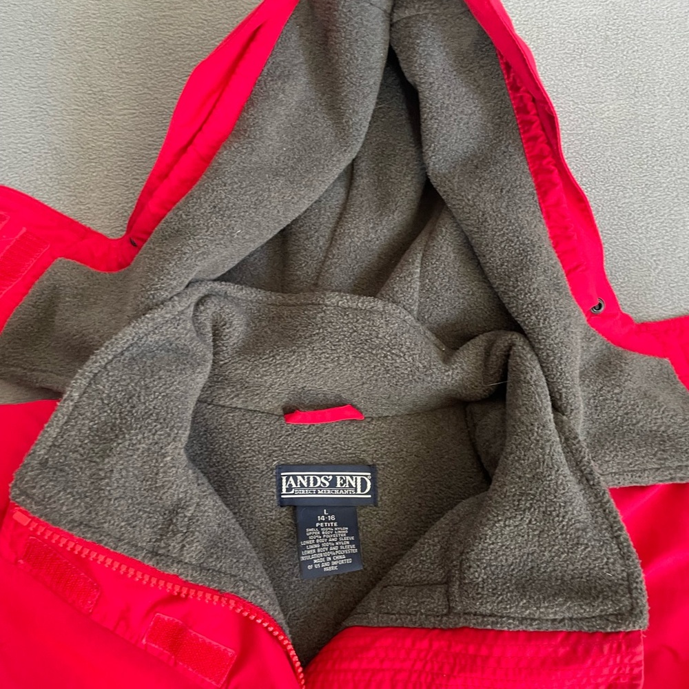 Lands'‎ End womens red squall parka sz 14-16 detachable hood - Picture 2 of 7
